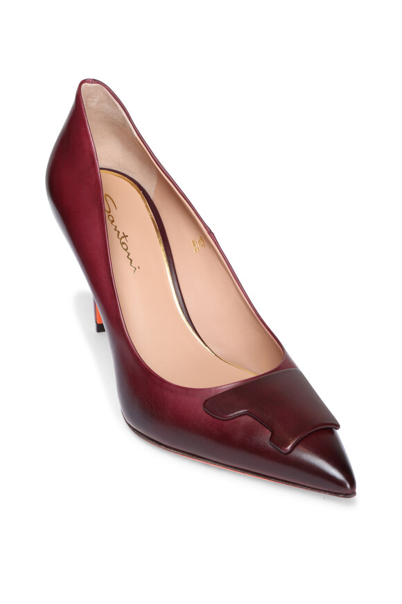 Santoni Sibil Burgundy Leather Pump, 85mm - view 1
