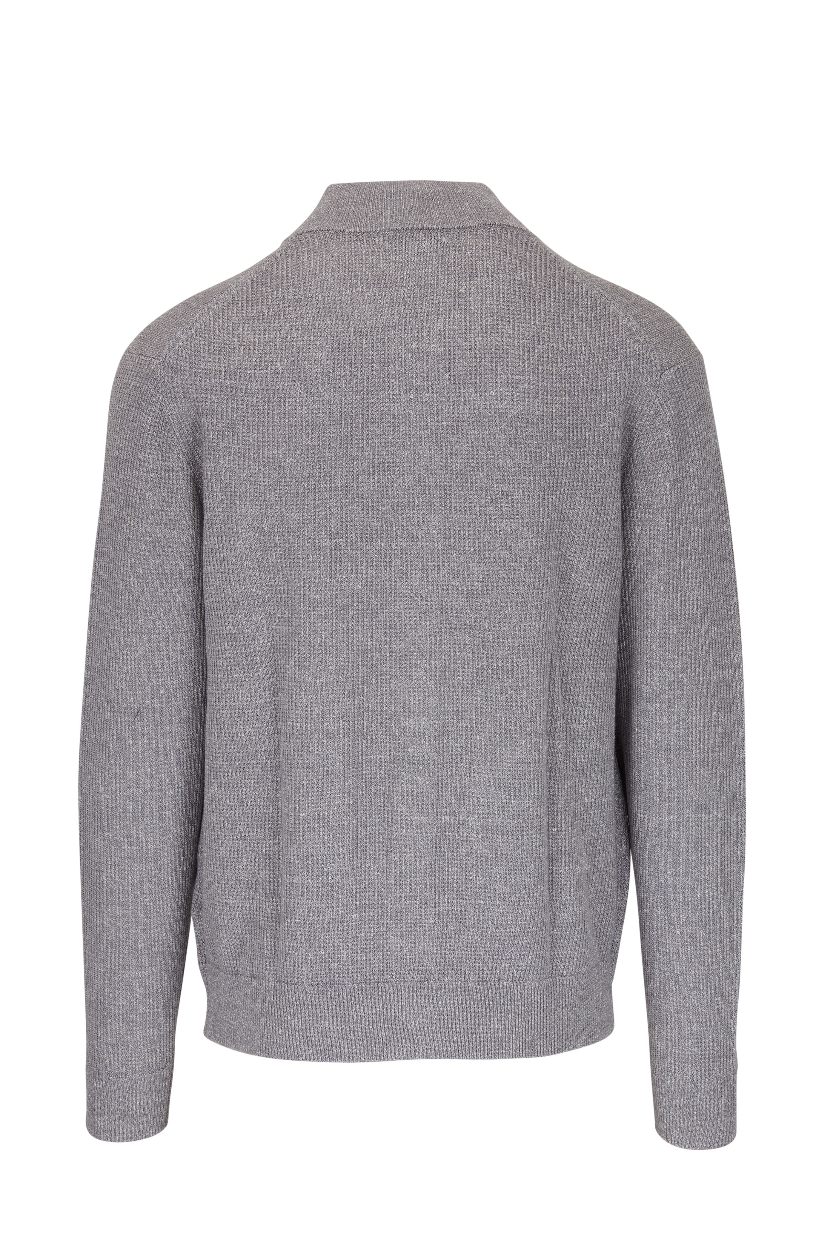 Peter Millar - Coastal Gray Wool & Linen Front Button Cardigan