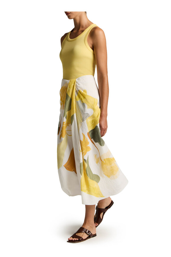 Vince Off White Sun Painted Abstract Floral Draped Skirt - view 4