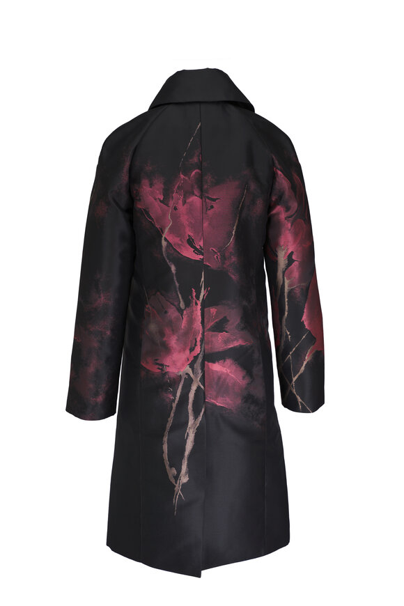 Talbot Runhof - Black Floral Bouquet Jacquard Coat