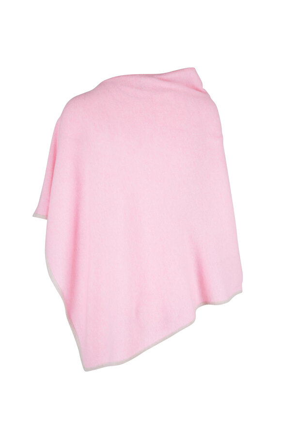 Kinross - Watermelon & Almond Cashmere Contrast Trim Poncho