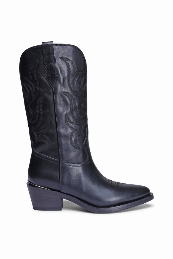 Partlow Gigi Black Leather Cowboy Boot - view 2