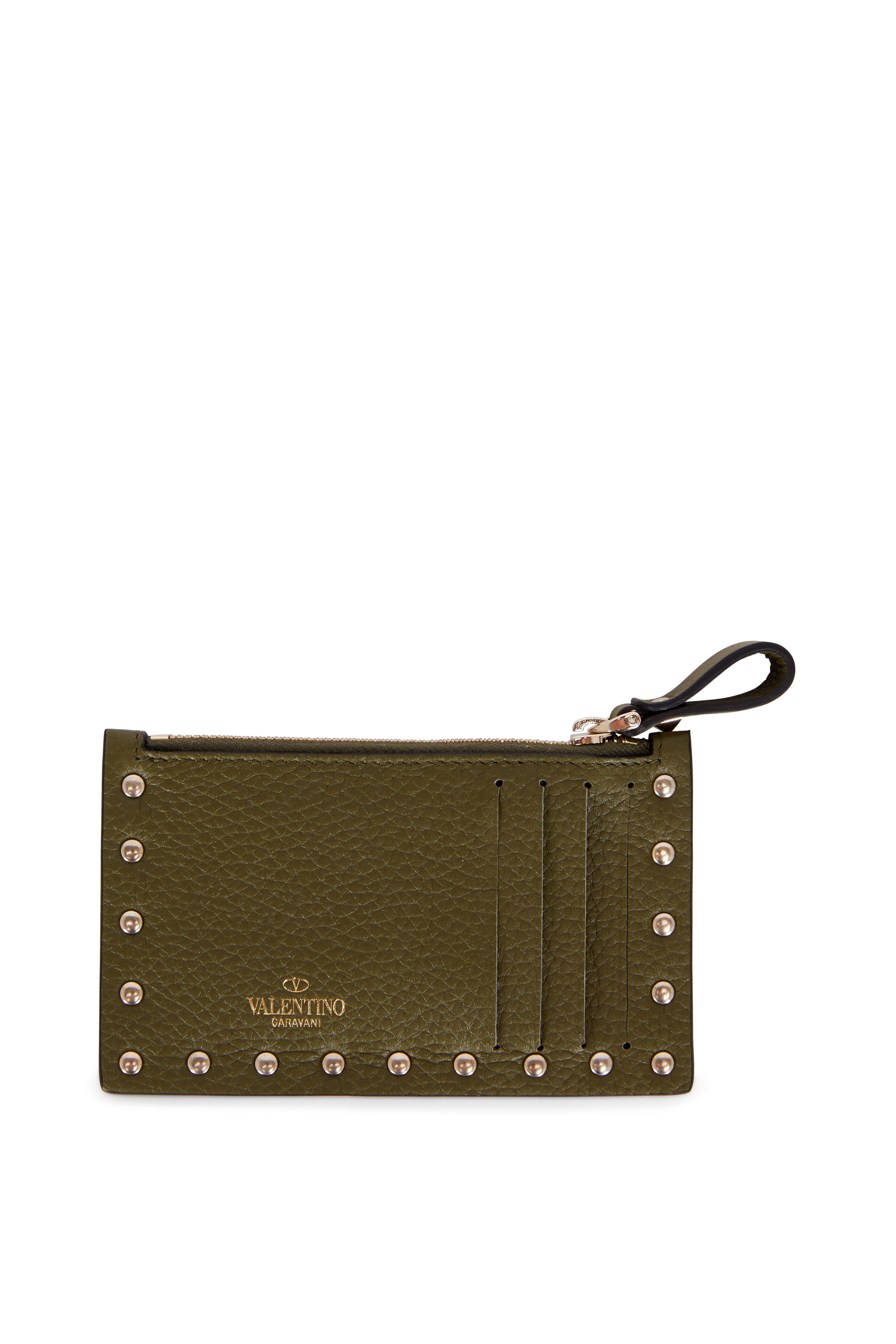 Military Green Saffiano leather Compact Wallet