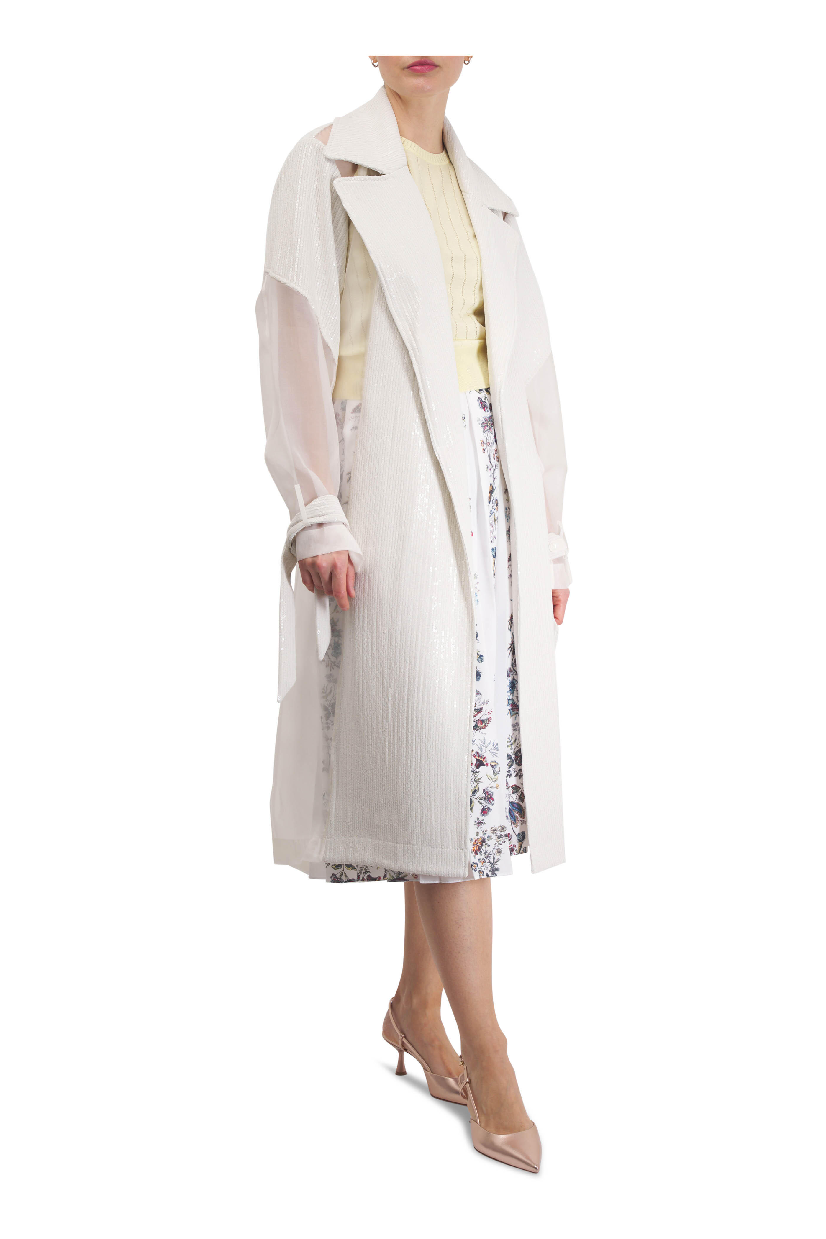 TWP - Foreign Affair Ivory Sequin Trench Coat