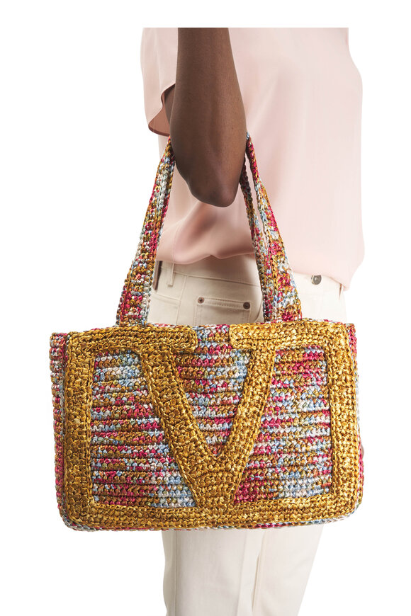 Valentino Garavani Medium Viva Superstar Multi Raffia Shopping Tote - view 2