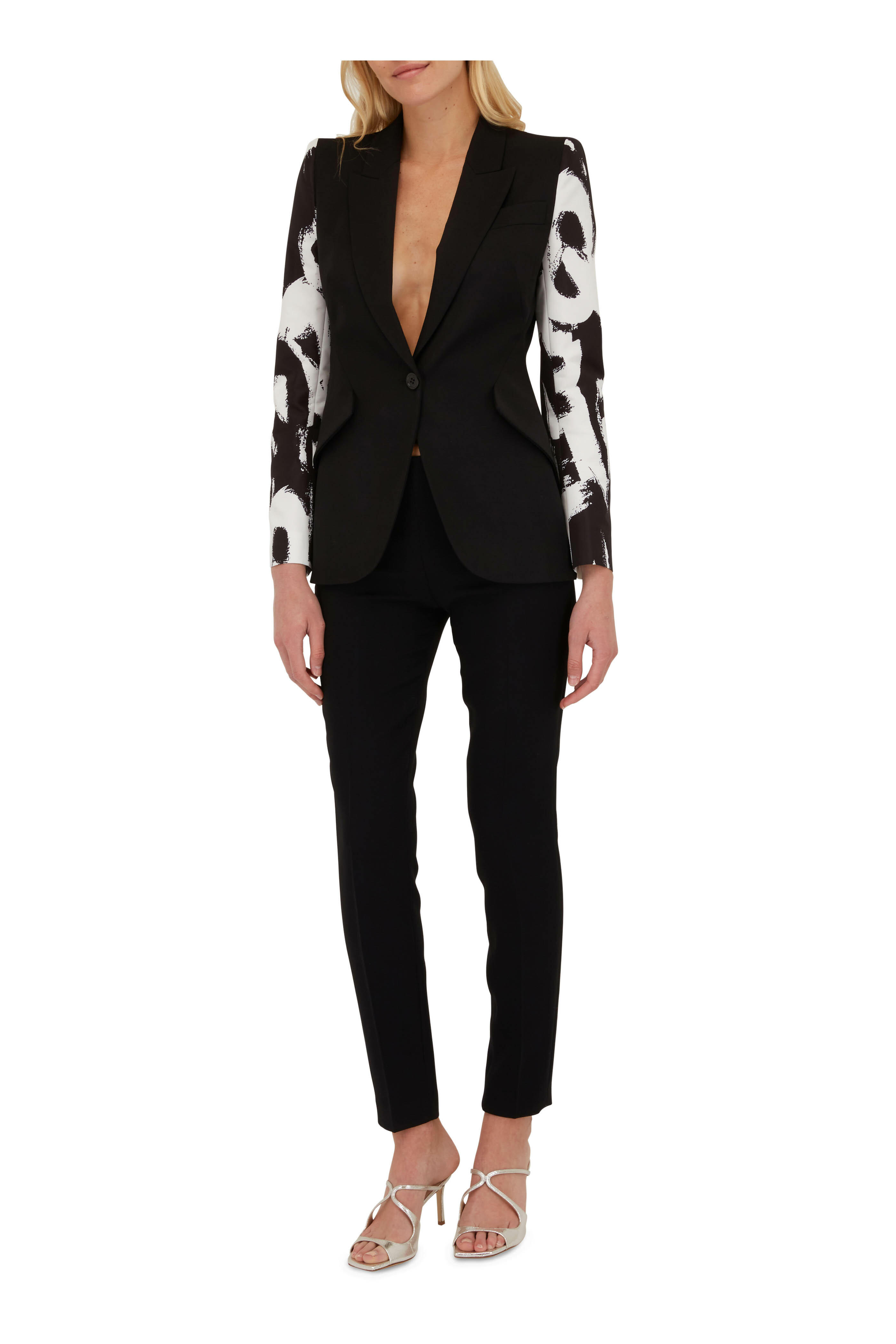 McQueen - Black Abstract Sleeve Blazer