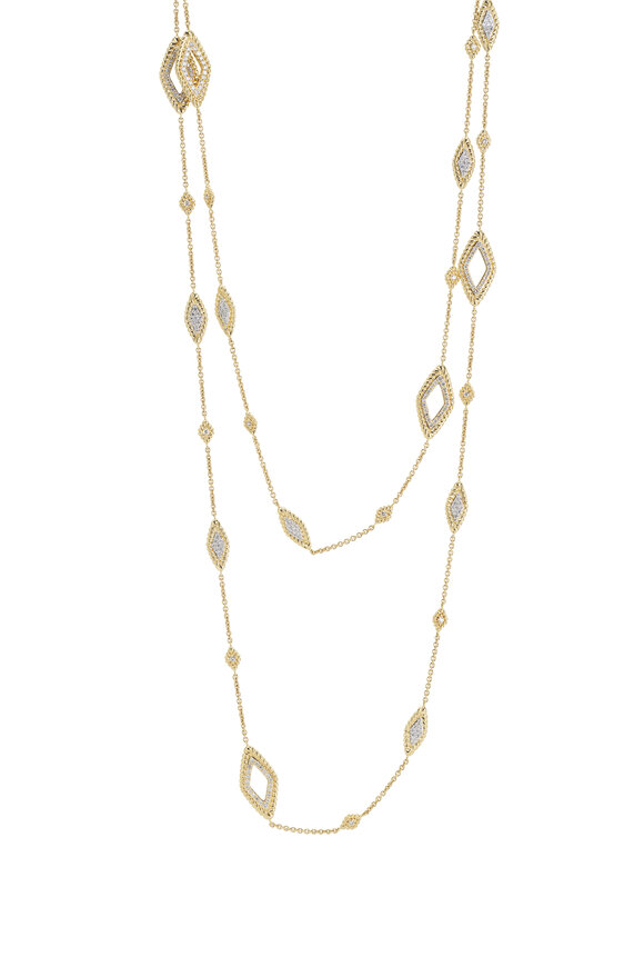 Sutra - 18k Yellow Gold Diamond Station Necklace