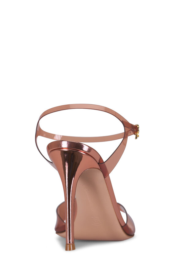 Gianvito Rossi Rose Gold Glass Leather & Metallic Sandal, 95mm - view 4