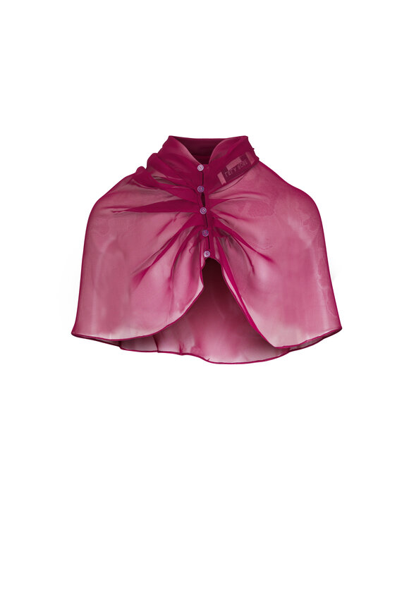 Lela Rose Oxblood Silk Chiffon Capelet - view 2