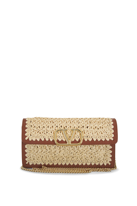 Valentino Garavani - Vlogo Natural Raffia & Leather Chain Wallet