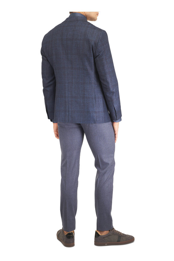 Atelier Munro Blue Check Wool, Silk & Cashmere Sportcoat - view 4