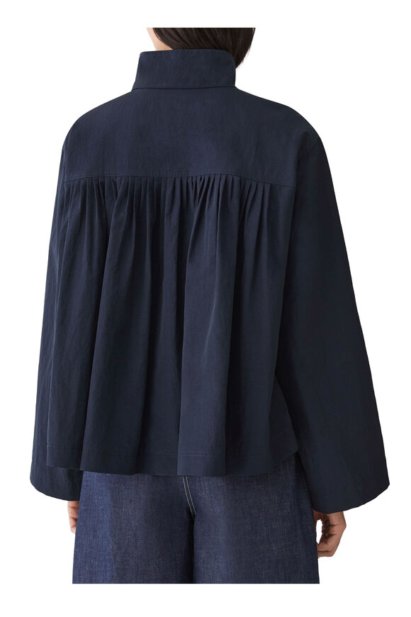 Lafayette 148 New York Calvary Blue Ink Twill Funnel Neck Jacket - view 3
