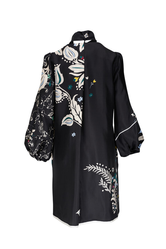 Dorothee Schumacher - Black Flower Whirl Silk Dress 