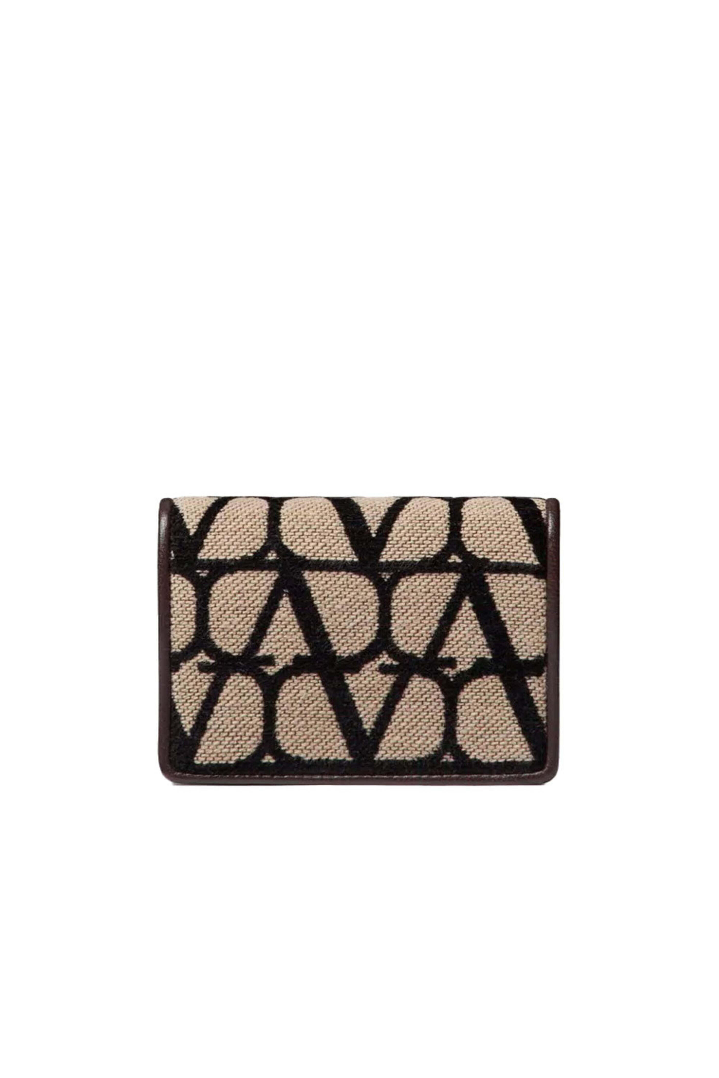 Valentino Garavani - Small Toile Iconographe Wallet in Beige and Black