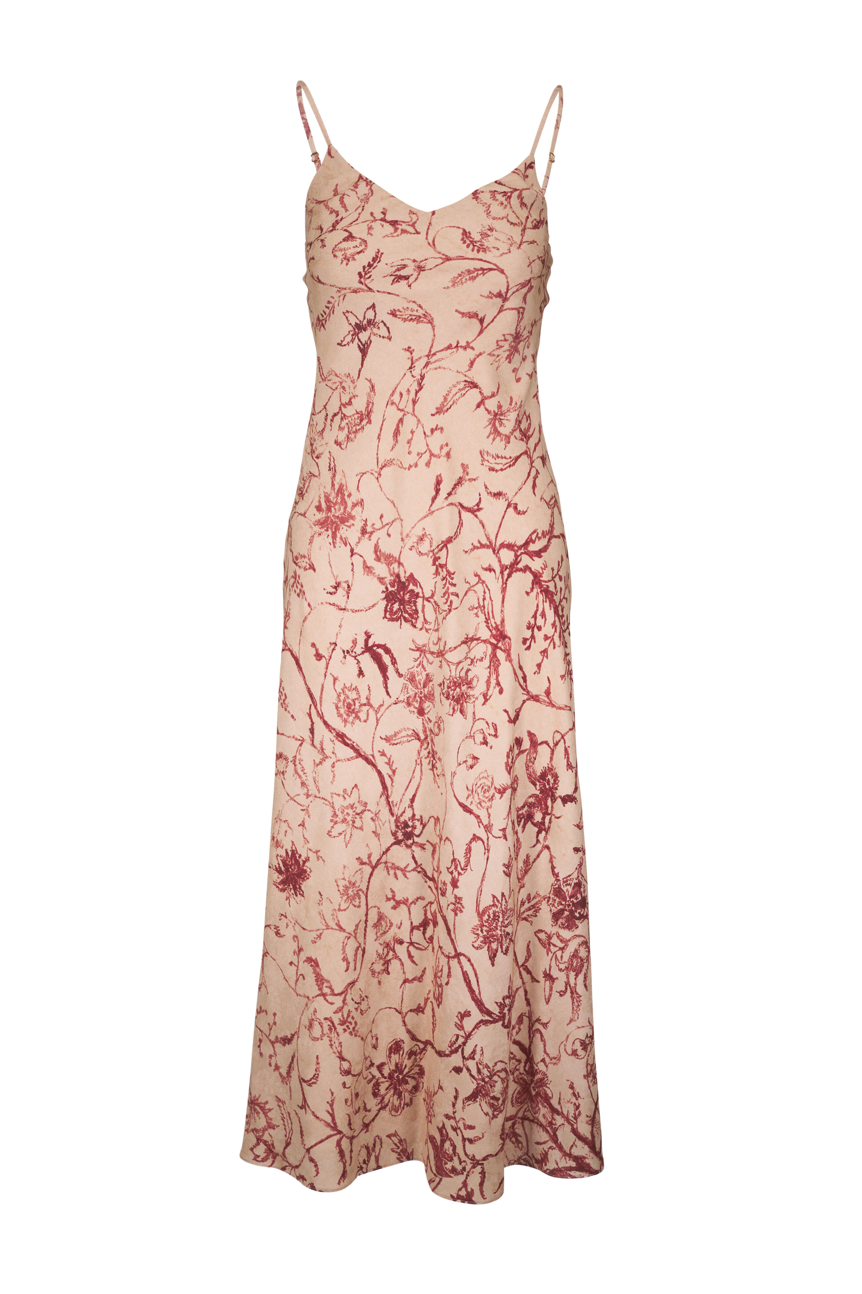 Loro Piana - Marian Beige & Bordeaux Print Slip Dress