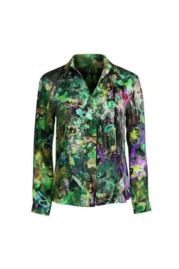 Peter Cohen - Wrap Myriad Print Satin Blouse | Mitchell Stores