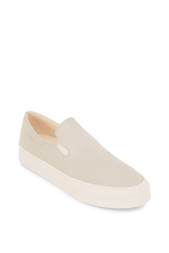 The Row - Marie H Light Gray & Ivory Canvas Slip On Sneaker