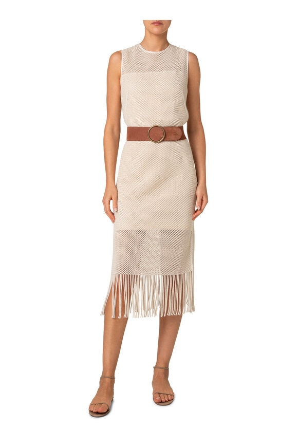 Akris Punto - Cashew Fringe Belted Midi Dress