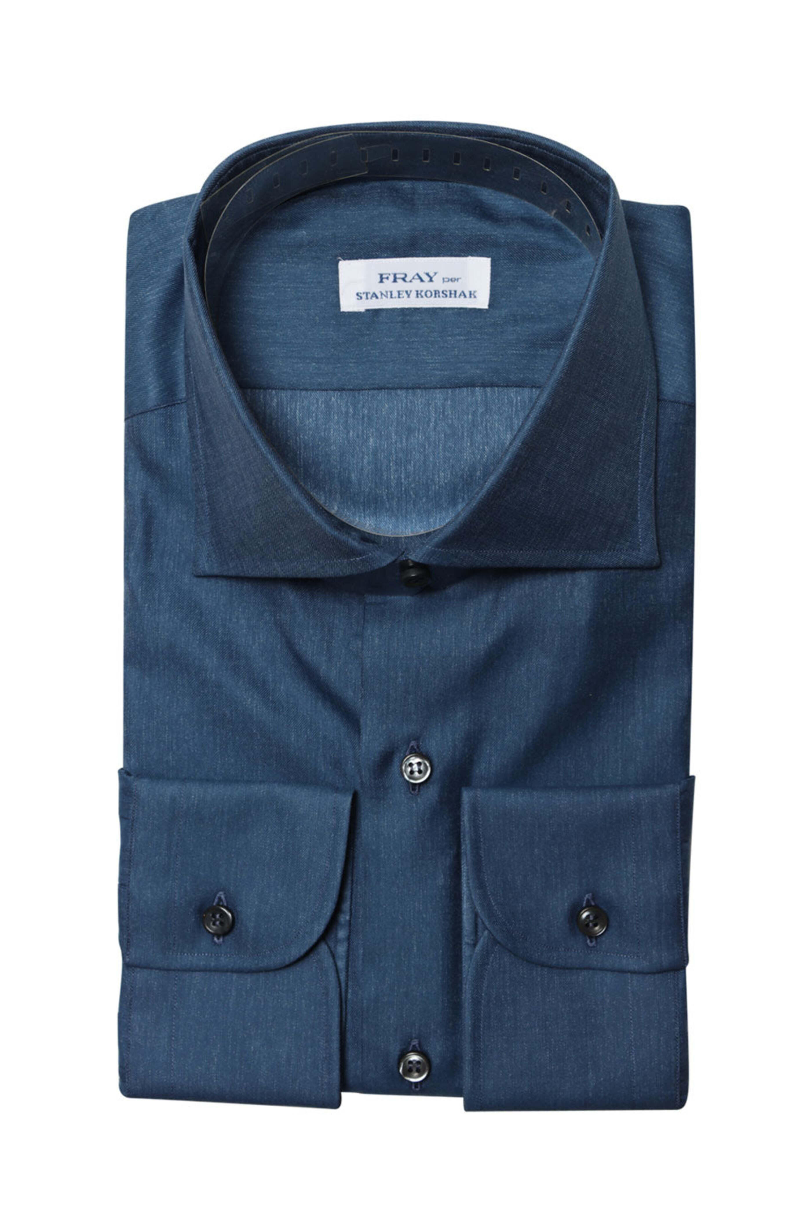 Fray - Dark Blue Heathered Cotton Dress Shirt