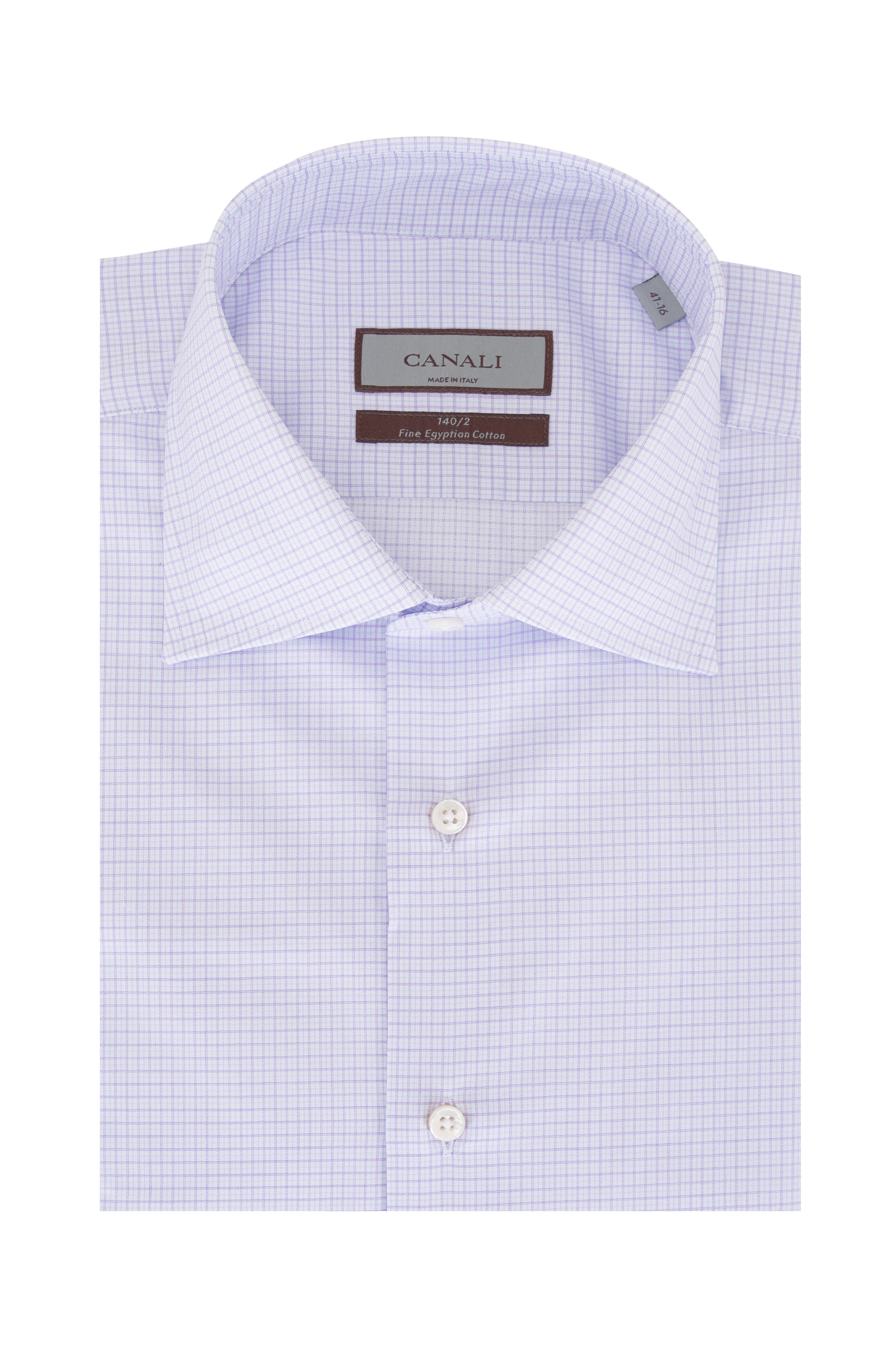 Canali - Purple Check Cotton Dress Shirt