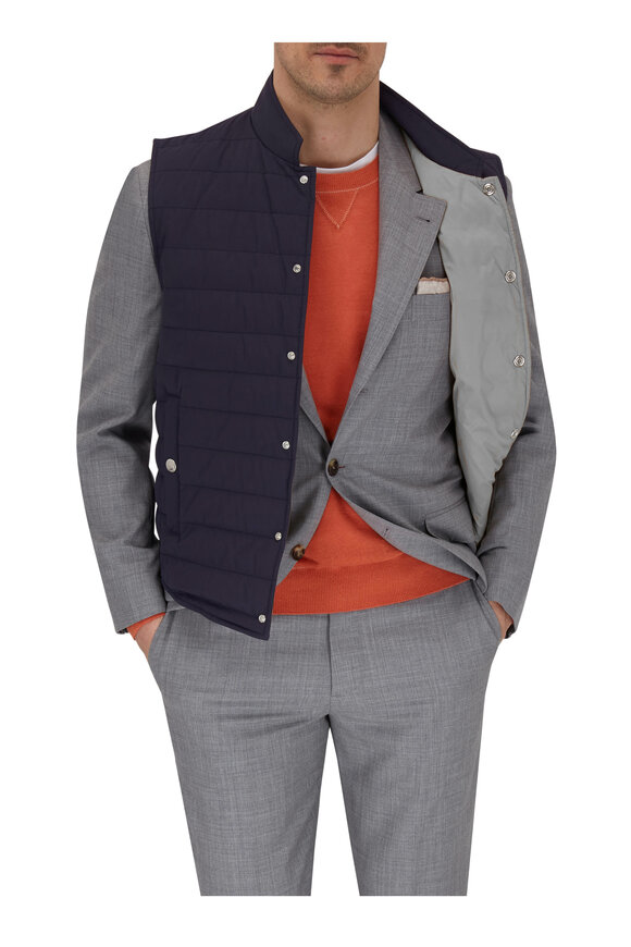 Brunello Cucinelli - Navy Blue Quilted Down Vest