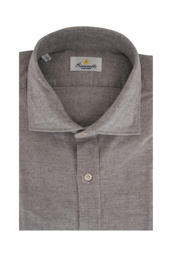 Giannetto - Light Gray Chambray Cotton & Cashmere Sport Shirt