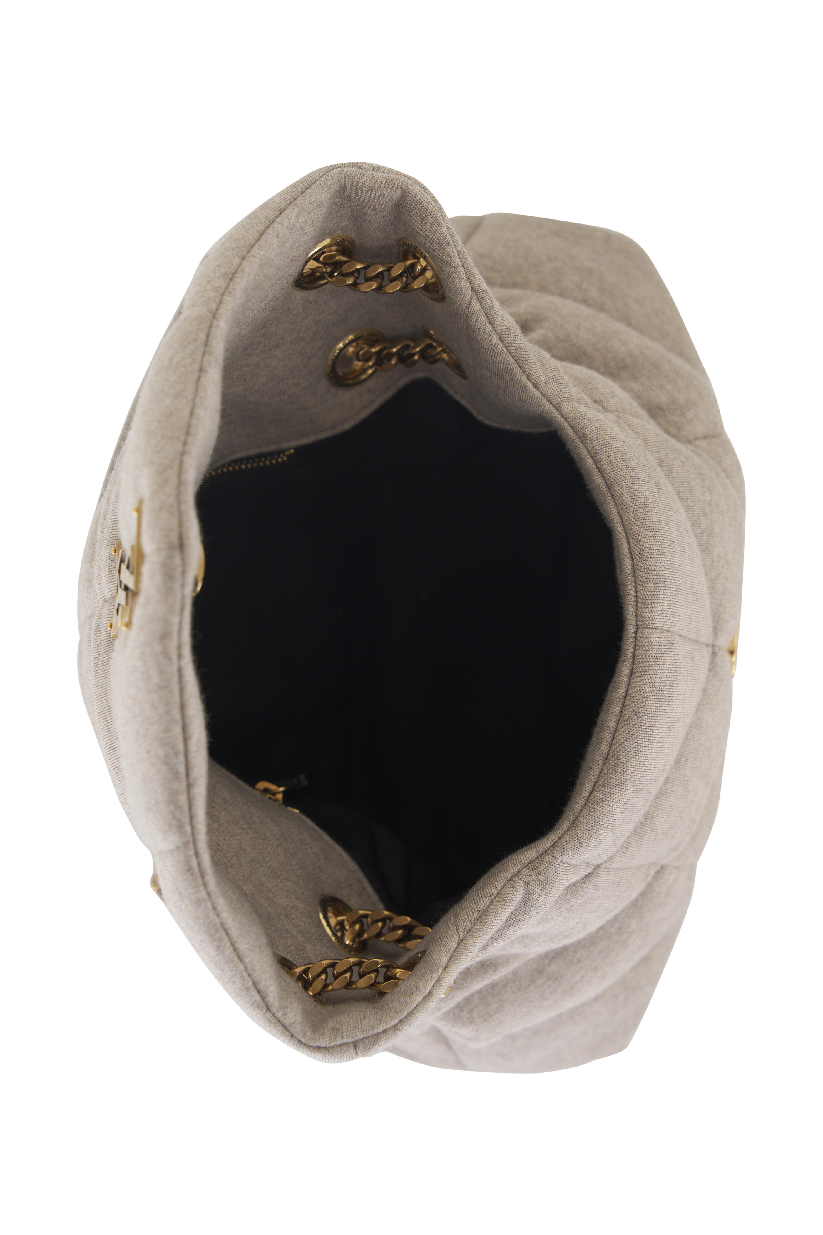 Saint Laurent - Small Puffer Chalk Beige Quilted Jersey Bag