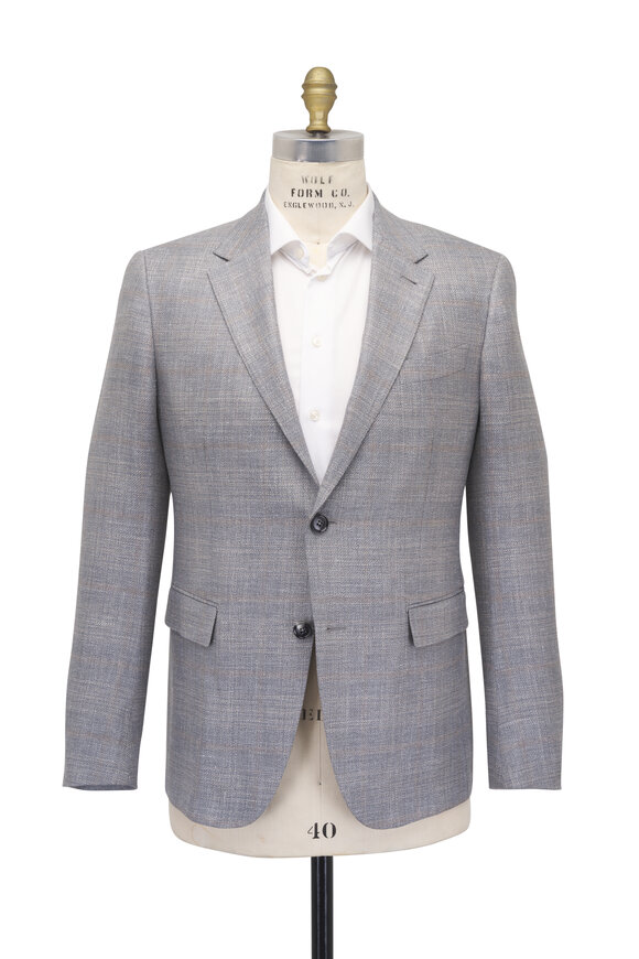 Zegna Light Gray Plaid Crossover Sportcoat - view 3