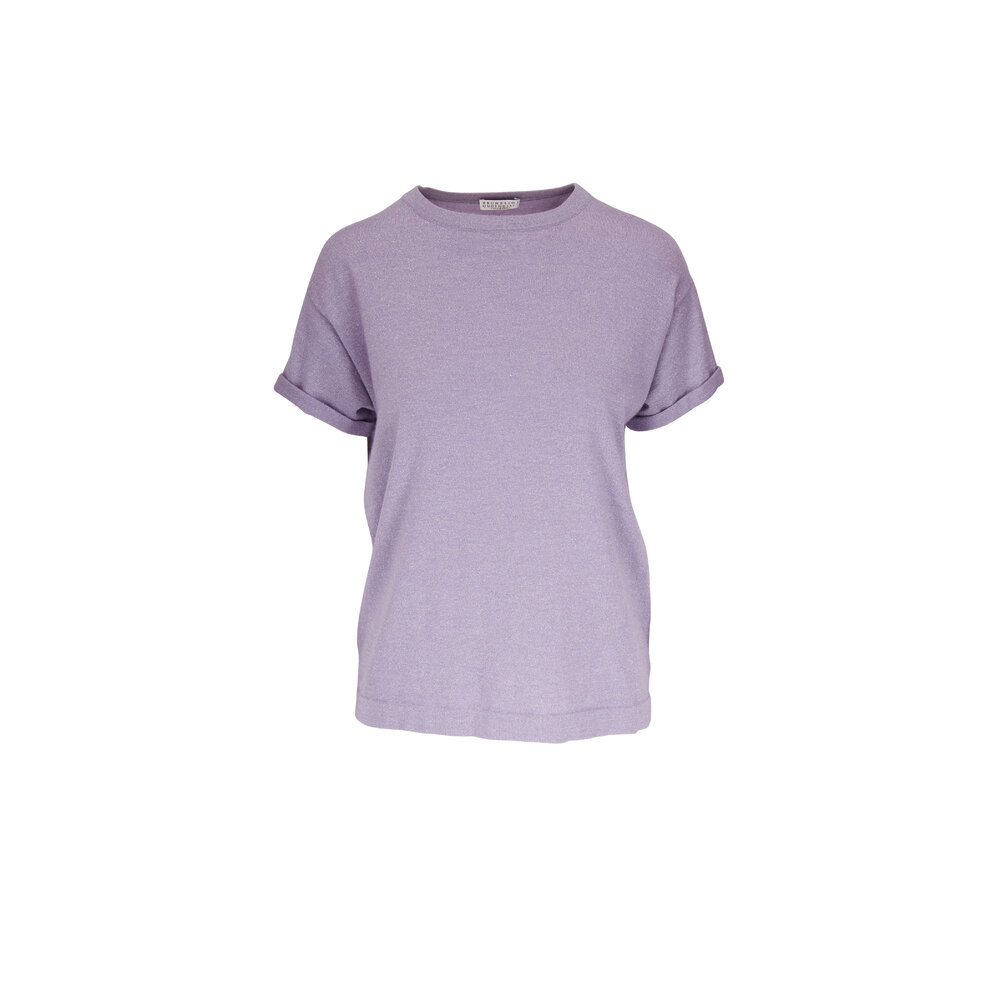 Brunello Cucinelli - Lavender Lurex Short Sleeve T-Shirt