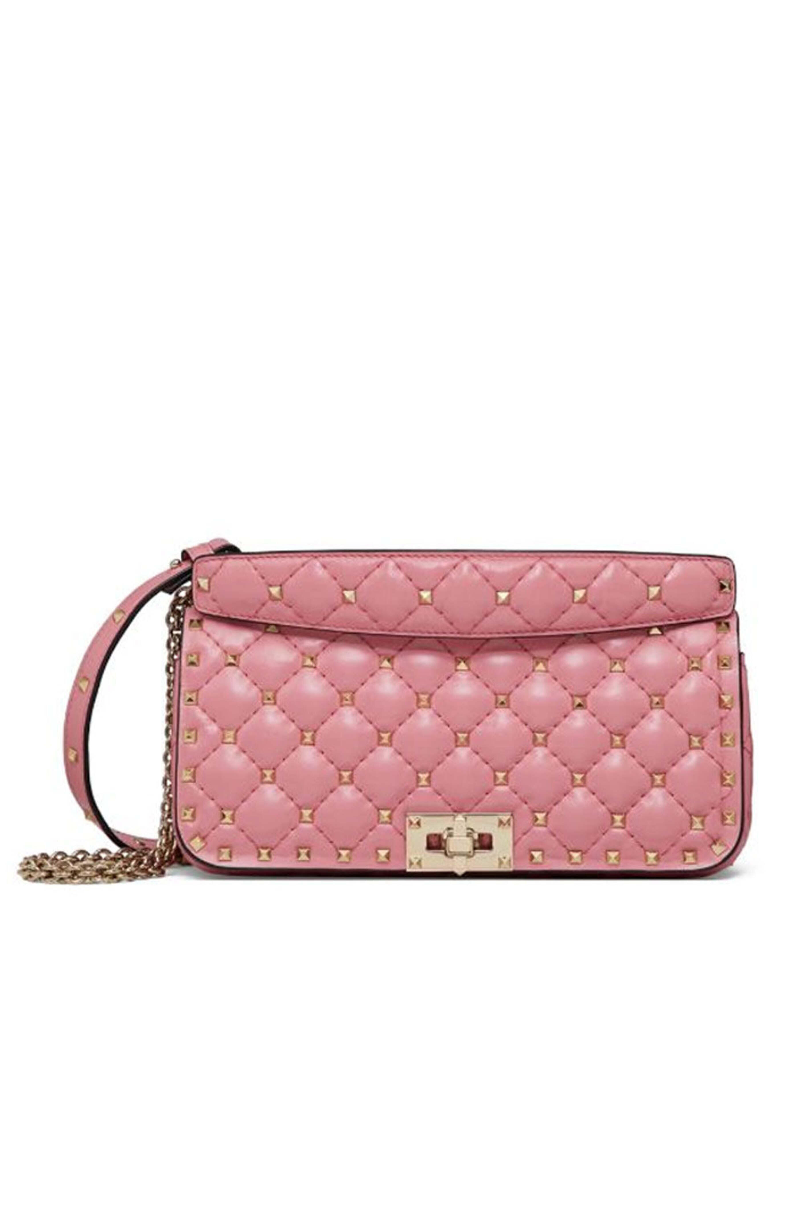 Valentino Garavani - Rockstud Spike Calfskin Shoulder Bag in Candy Rose
