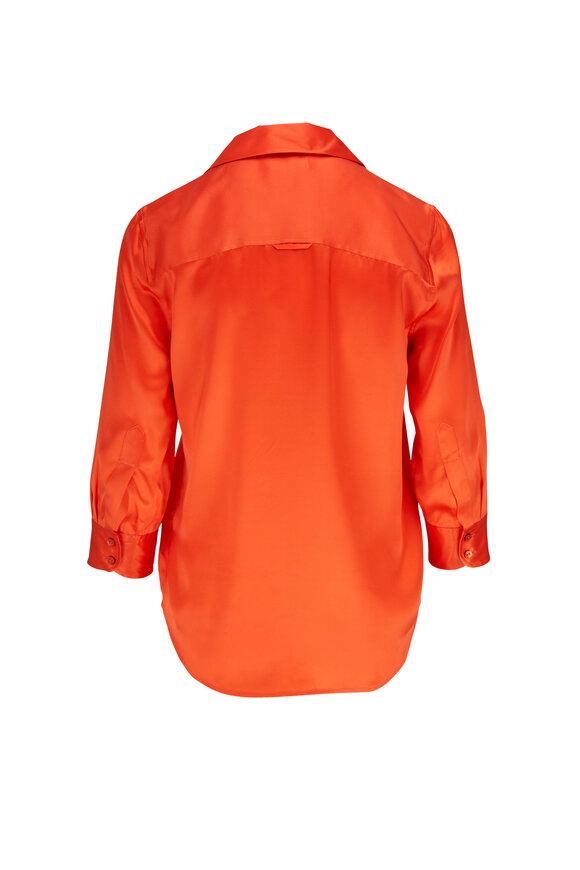 L'Agence - Dani Bright Orange Silk Blouse 