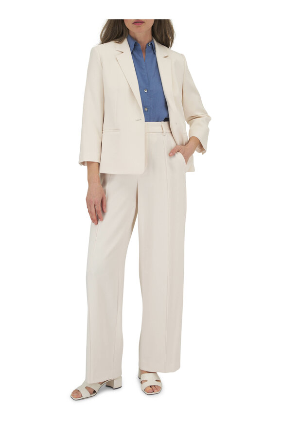 Vince Blue Linen Cap Sleeve Button Down Blouse  - view 4