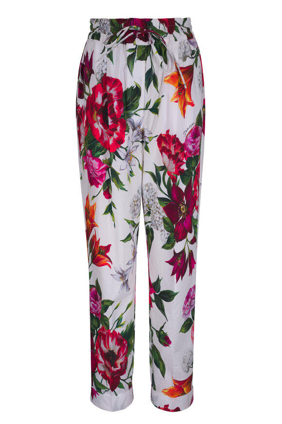Dolce & Gabbana Anemone Flower Print Poplin Pant