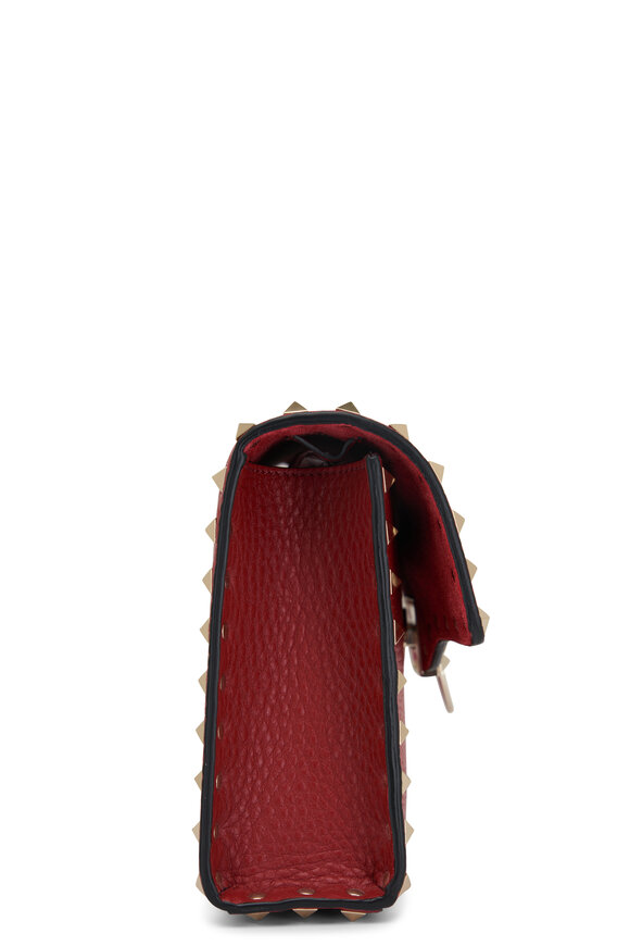 Valentino Garavani - Small Rosso Rockstud Leather Shoulder Bag 