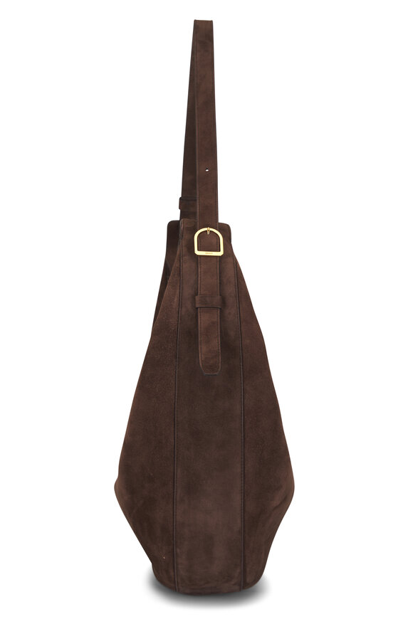 Khaite Augustina Dark Brown Suede Hobo - view 3