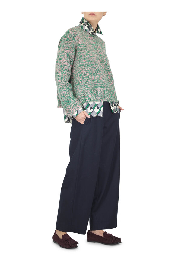 Odeeh Dark Emerald Crescent & Line Print Silk Blouse - view 2