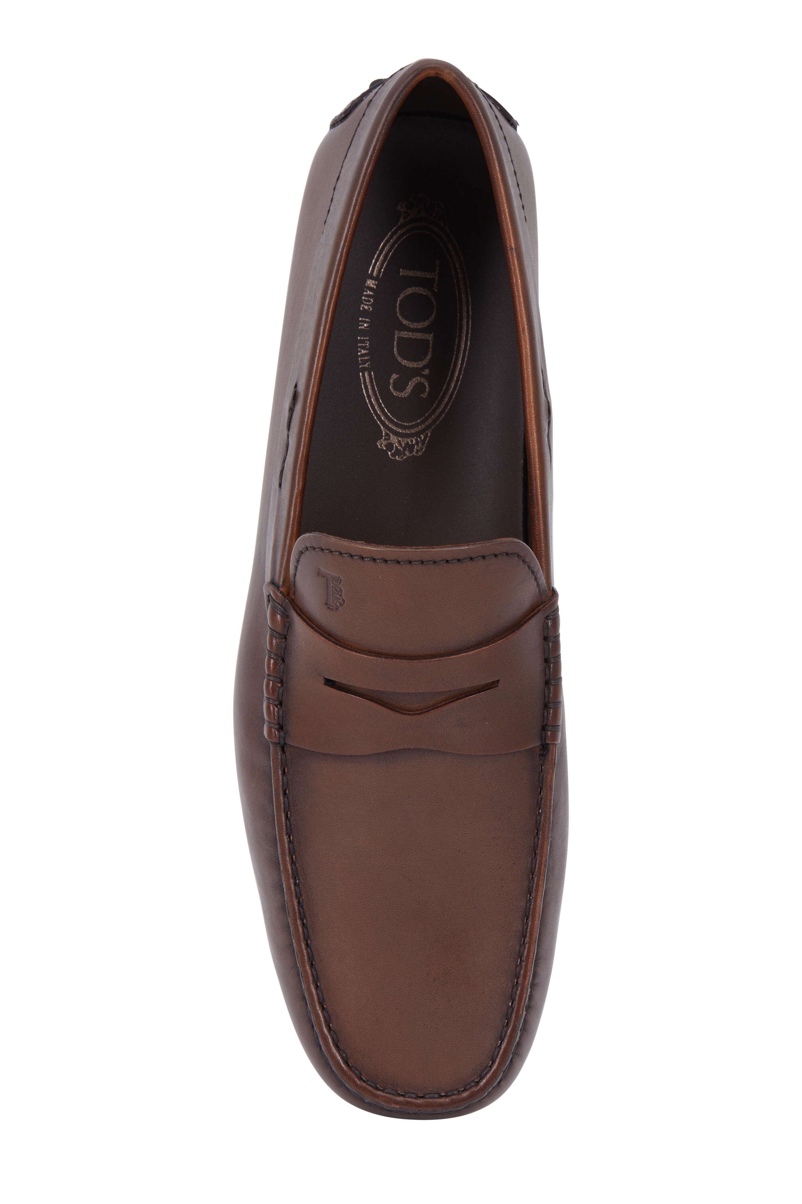 Tod\'s Penny Loafers Dark Brown‎ Leather Gommini Pebble Heel Mens 9.5 Made Italy Tod main image 4