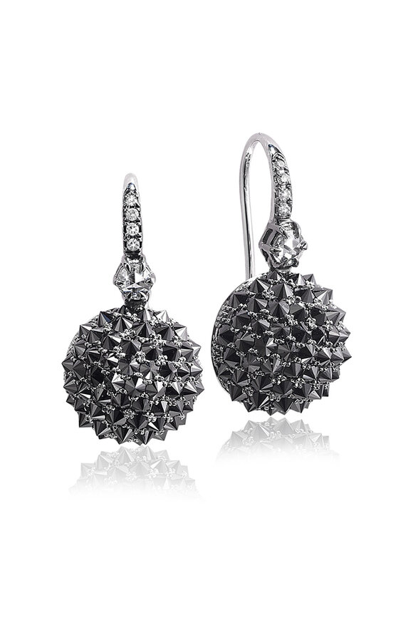 Nam Cho Half Ball Drop Black Diamond Earrings  - view 1