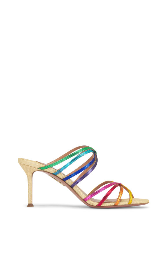 Aquazzura Tell Me Multicolor Leather Sandal, 75mm - view 3