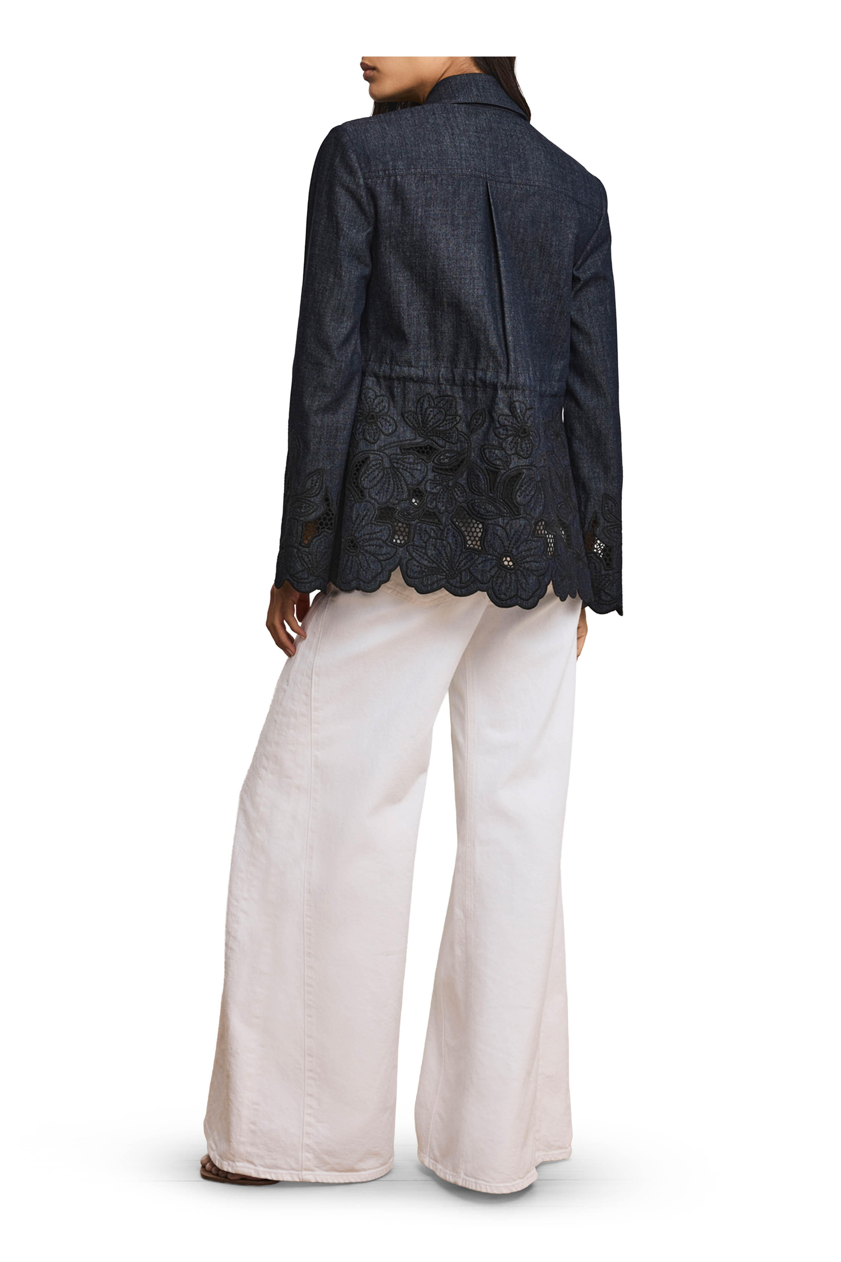 Veronica Beard - Kiki Eyelet Indigo Chambray Cinched Field Jacket - view 3