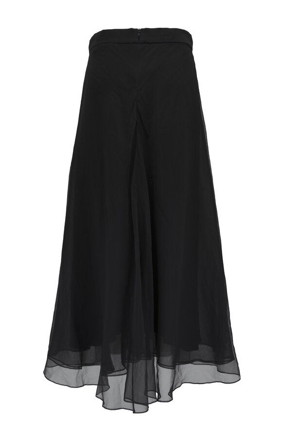 Brunello Cucinelli - Black Organza Silk Front Pleated Skirt