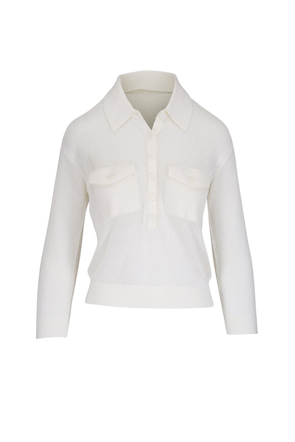 L'Agence Carine Ivory Pointelle Knit Sweater