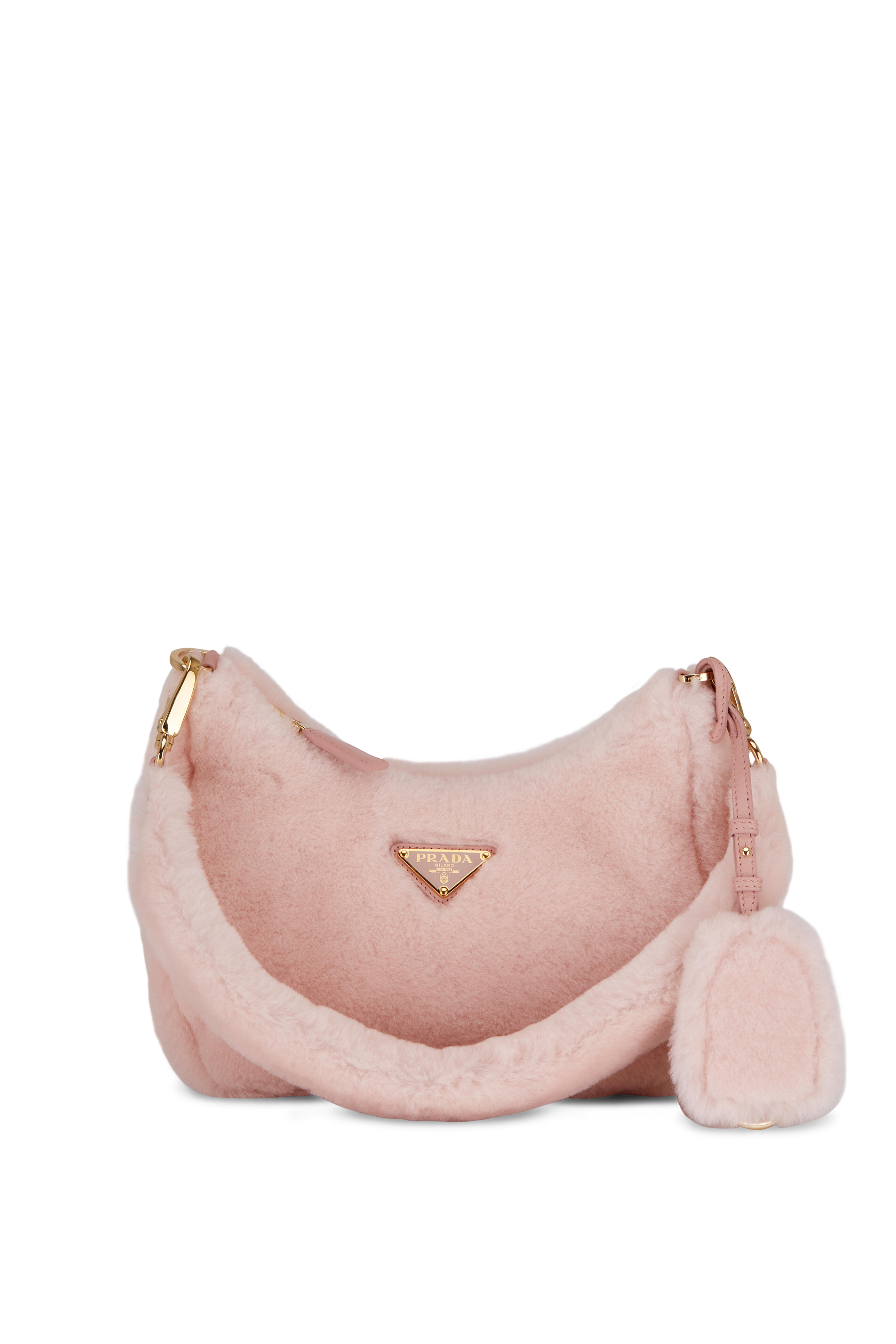 Prada Re-edition Shearling Bag in Pink