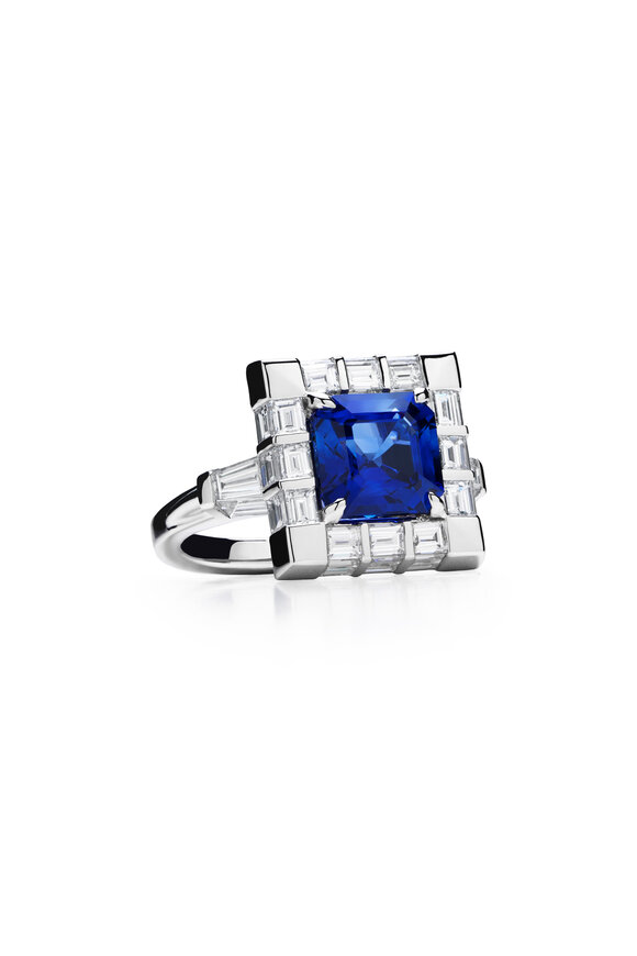 Paul Morelli 18k White Gold Blue Sapphire & Diamond Ring - view 1