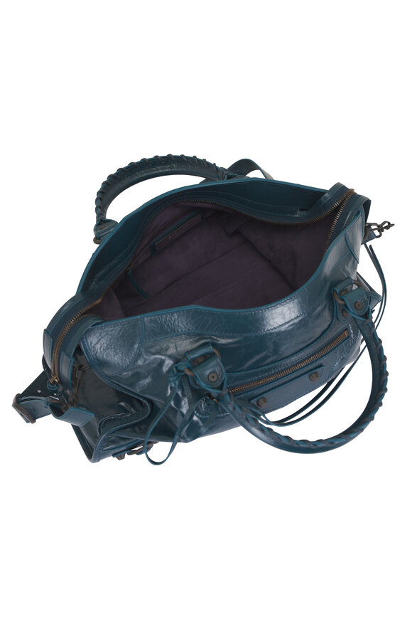 Balenciaga Medium Le City Lagoon Leather Shoulder Bag - view 5