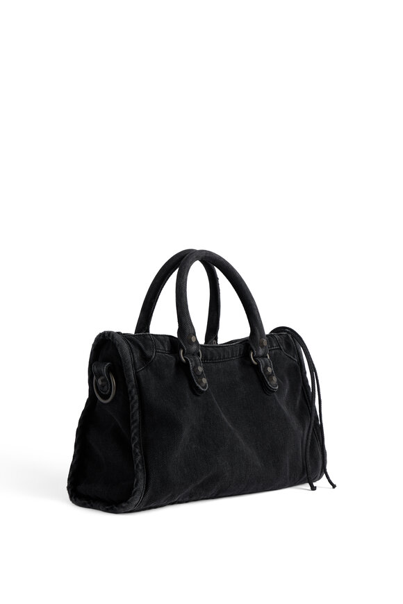 Balenciaga Small Le City Black Denim Top Handle Bag - view 7