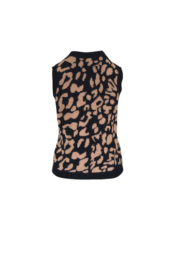 Kinross Leopard Print Wool & Cashmere Tank - view 2