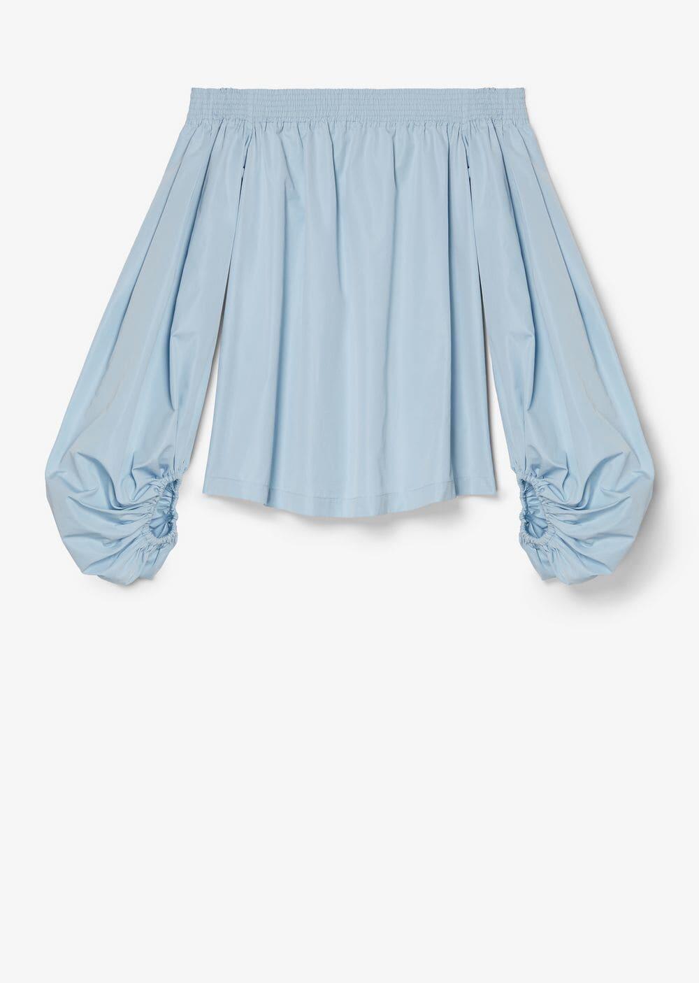 Derek Lam - Pale Blue Cotton Off-The-Shoulder Blouse