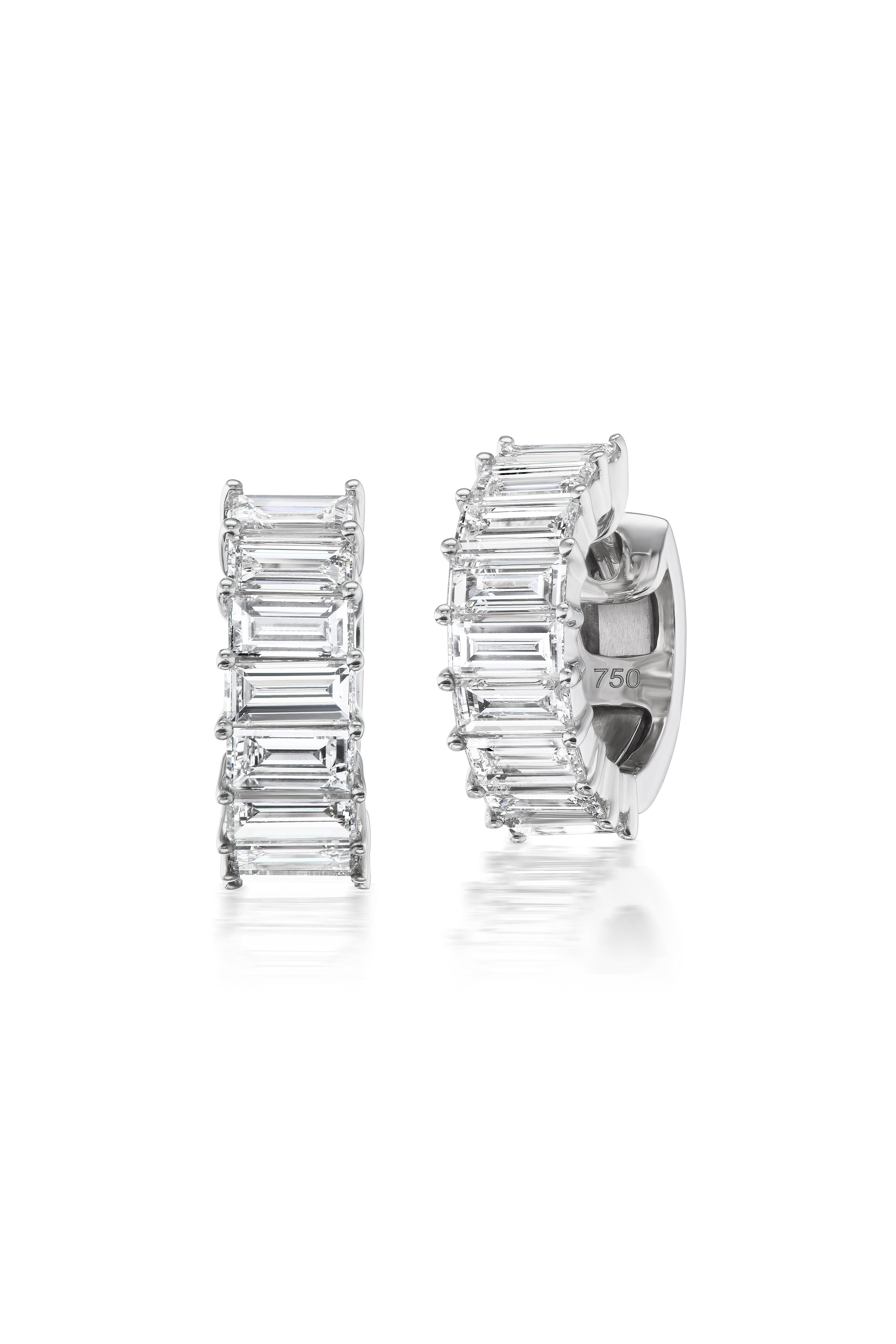 Nam Cho - 18k White Gold Diamond Mini Baguette Hoops