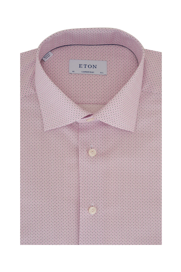 Eton Pink Geometric Print Comtemporary Fit Dress Shirt 